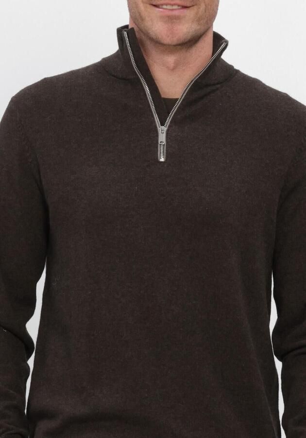 PROFUOMO Heren Truien & Vesten Pullover Half Zip New Wool Blend Bruin - Foto 3