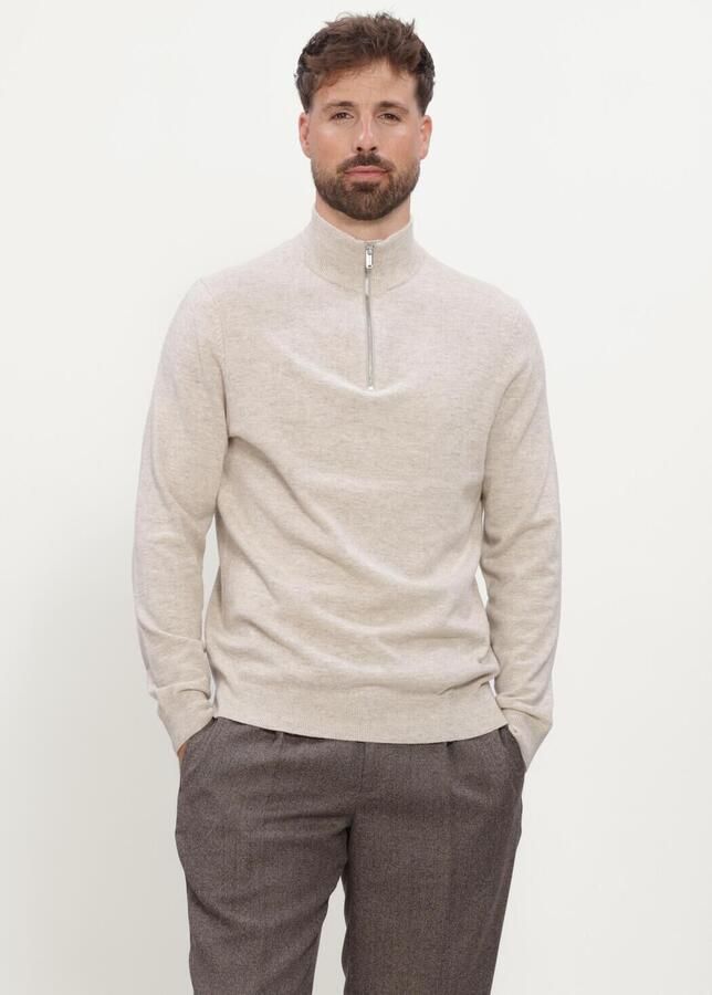 PROFUOMO Heren Truien & Vesten Pullover Half Zip New Wool Blend Ecru