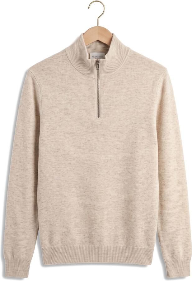 PROFUOMO Heren Truien & Vesten Pullover Half Zip New Wool Blend Ecru - Foto 4