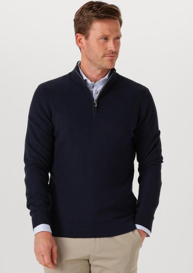 PROFUOMO Heren Truien & Vesten Pullover Half Zip Twinkle Slub Donkerblauw - Foto 4