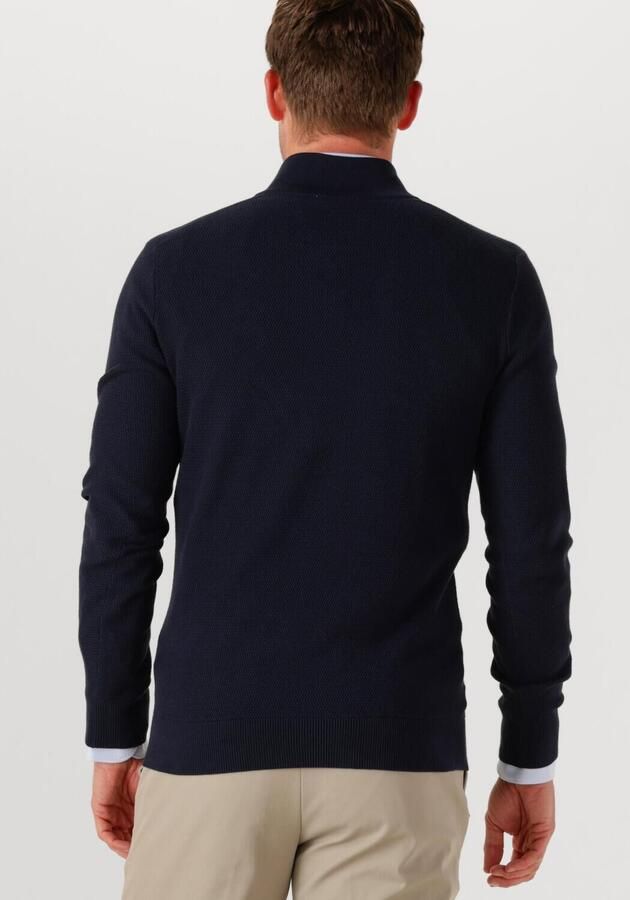 PROFUOMO Heren Truien & Vesten Pullover Half Zip Twinkle Slub Donkerblauw