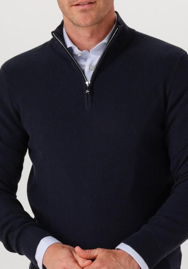 PROFUOMO Heren Truien & Vesten Pullover Half Zip Twinkle Slub Donkerblauw - Foto 2