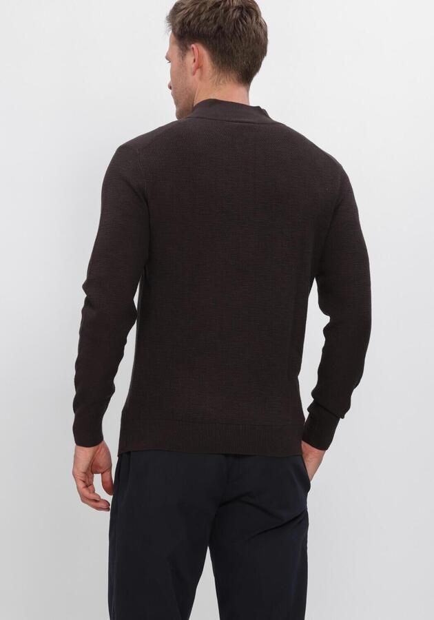 PROFUOMO Heren Truien & Vesten Pullover Half Zip Twinkle Slub Structure Bruin - Foto 2