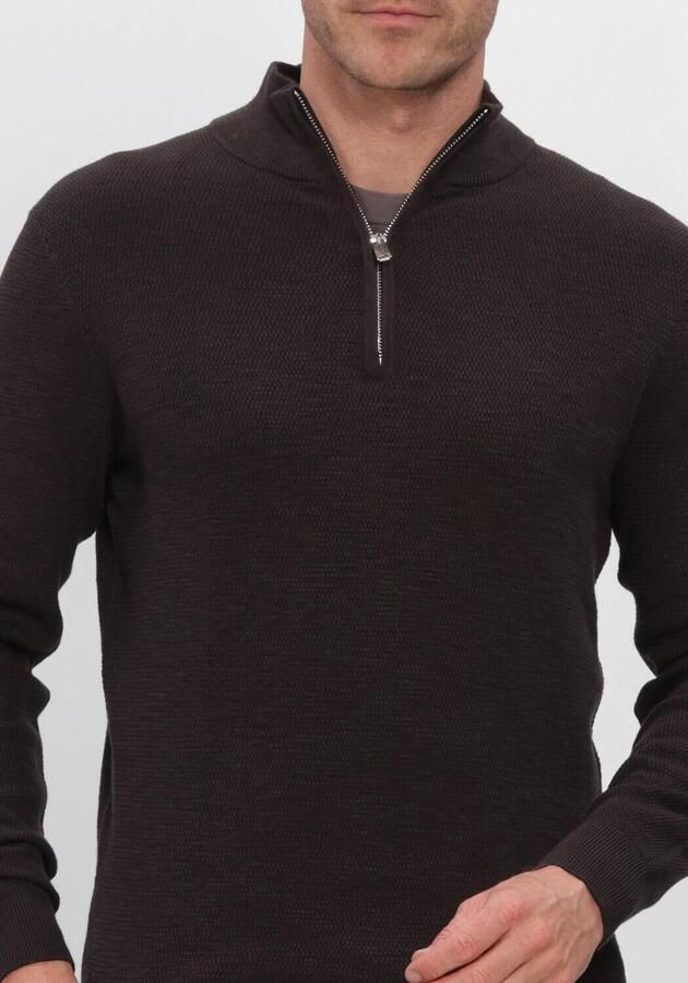 PROFUOMO Heren Truien & Vesten Pullover Half Zip Twinkle Slub Structure Bruin - Foto 3