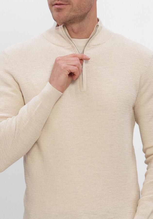 PROFUOMO Heren Truien & Vesten Pullover Half Zip Twinkle Slub Structure Creme - Foto 3