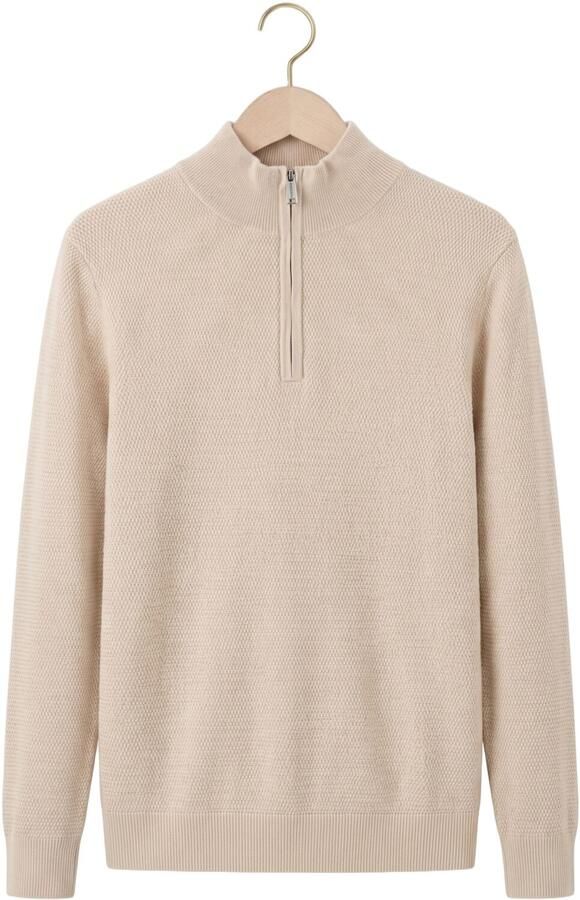PROFUOMO Heren Truien & Vesten Pullover Half Zip Twinkle Slub Structure Creme - Foto 4