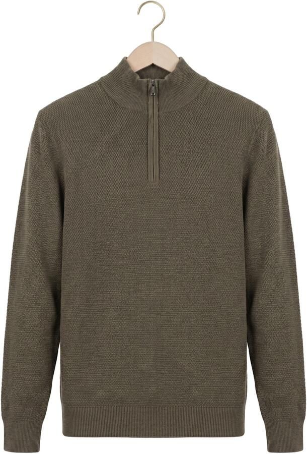 PROFUOMO Heren Truien & Vesten Pullover Half Zip Twinkle Slub Structure Olijf - Foto 4