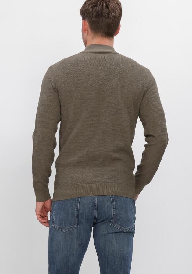 PROFUOMO Heren Truien & Vesten Pullover Half Zip Twinkle Slub Structure Olijf - Foto 2