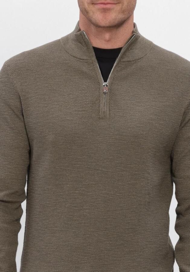 PROFUOMO Heren Truien & Vesten Pullover Half Zip Twinkle Slub Structure Olijf - Foto 3