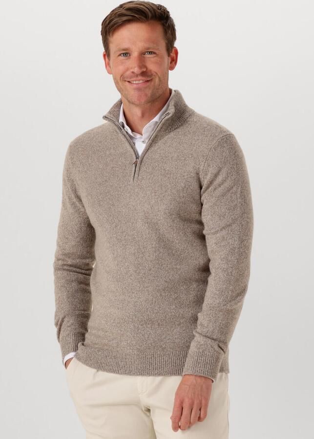 PROFUOMO Heren Truien & Vesten Pullover Half Zip Wool Blend Beige - Foto 4