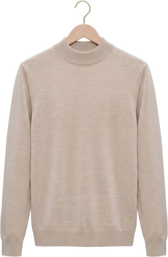 PROFUOMO Heren Truien & Vesten Pullover Mock Neck Extrafine Merino Beige - Foto 4