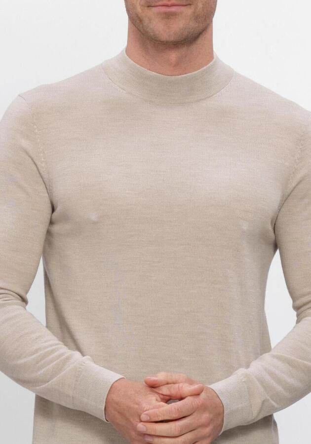 PROFUOMO Heren Truien & Vesten Pullover Mock Neck Extrafine Merino Beige - Foto 3