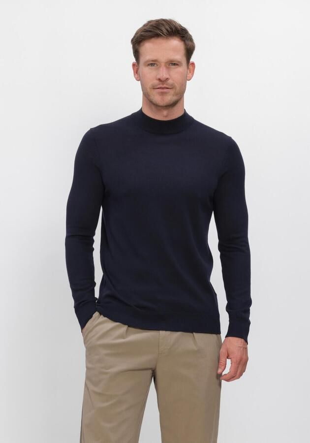 PROFUOMO Heren Truien & Vesten Pullover Mock Neck Extrafine Merino Donkerblauw