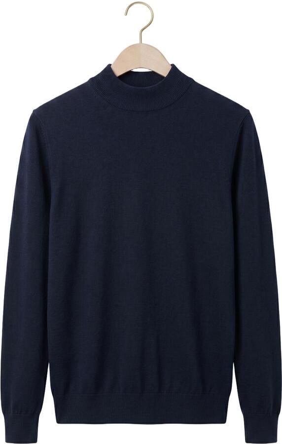 PROFUOMO Heren Truien & Vesten Pullover Mock Neck Extrafine Merino Donkerblauw - Foto 4