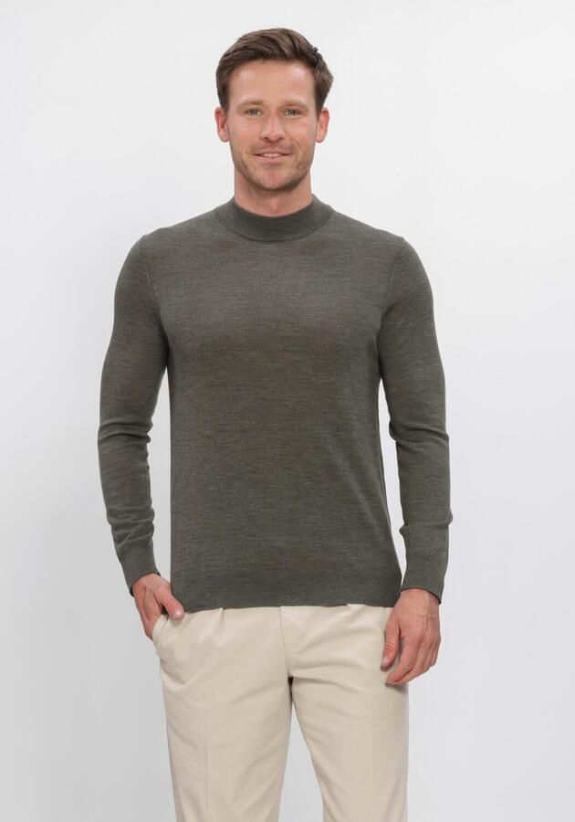 PROFUOMO Heren Truien & Vesten Pullover Mock Neck Extrafine Merino Khaki