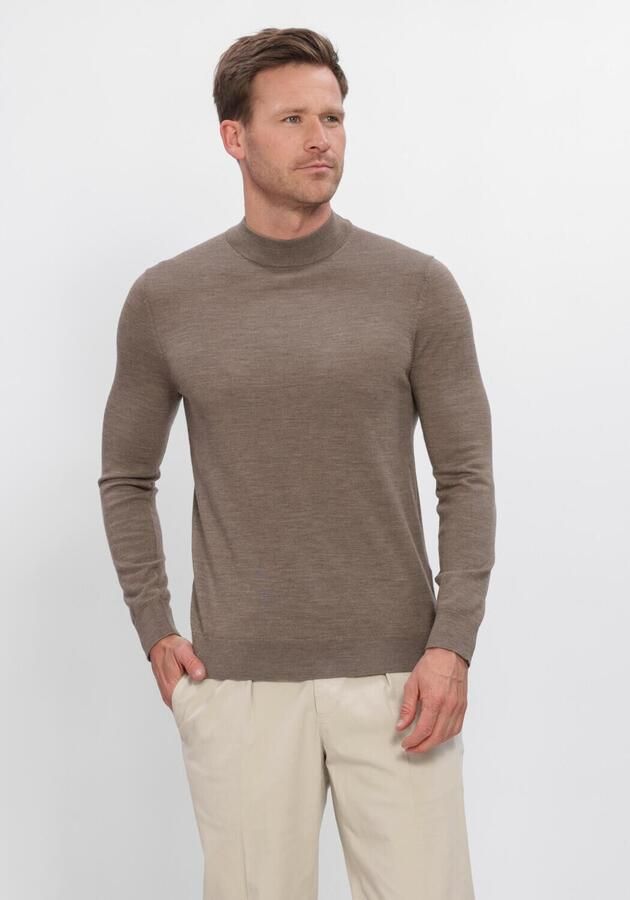 PROFUOMO Heren Truien & Vesten Pullover Mock Neck Extrafine Merino Taupe