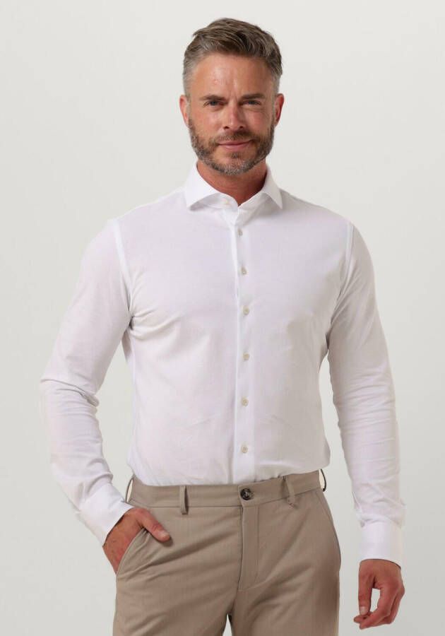 Profuomo Witte Klassiek Overhemd Knitted Shirt
