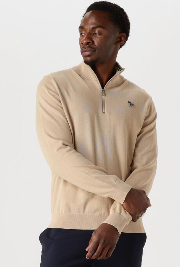PS PAUL SMITH Heren Truien & Vesten Mens Sweater Zip Neck Zeb Bad Beige - Foto 4