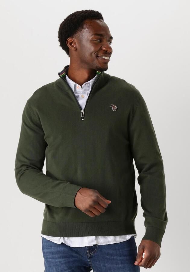 PS PAUL SMITH Heren Truien & Vesten Mens Sweater Zip Neck Zeb Bad Groen - Foto 4