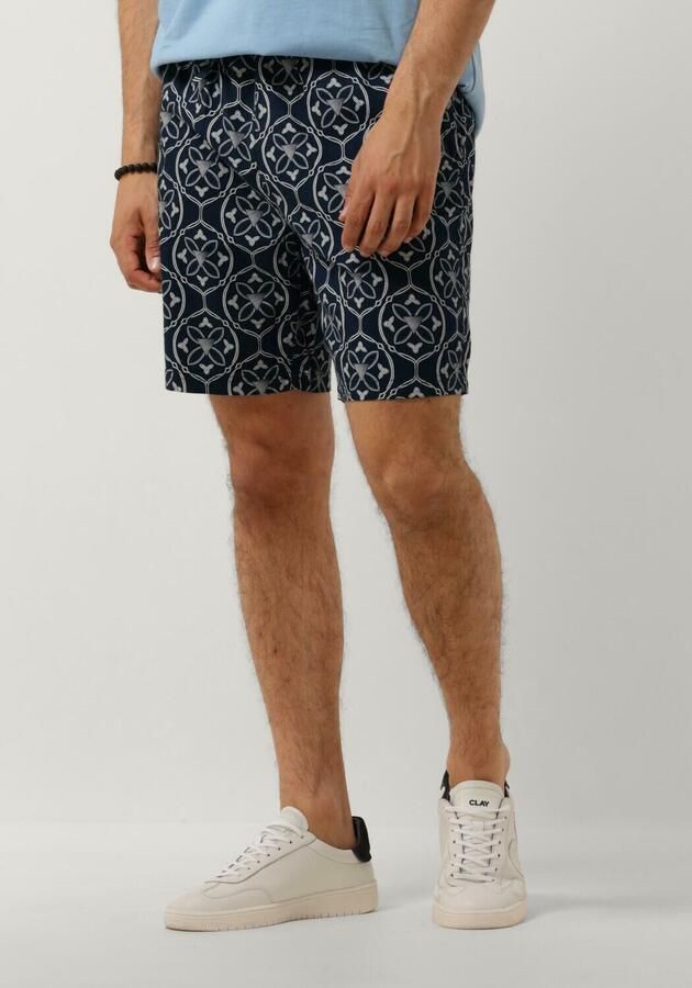 PURE PATH Heren Broeken Shorts With All-over-print And Cords Donkerblauw - Foto 3