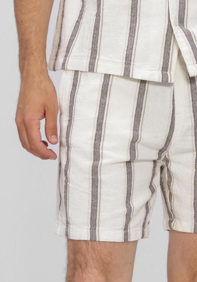 PURE PATH Heren Broeken Striped Shorts Ecru - Foto 4