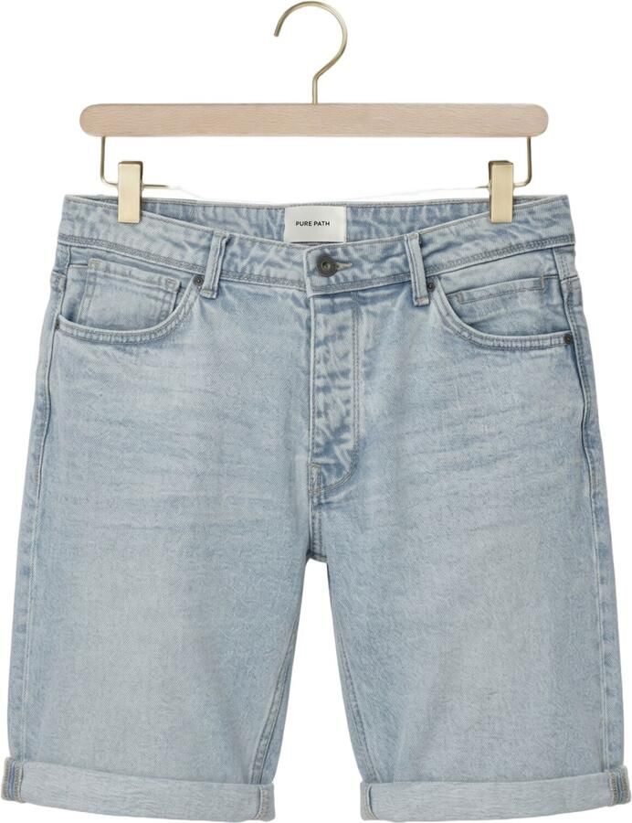 PURE PATH Heren Jeans The Miles Slim Fit Short Lichtblauw - Foto 2