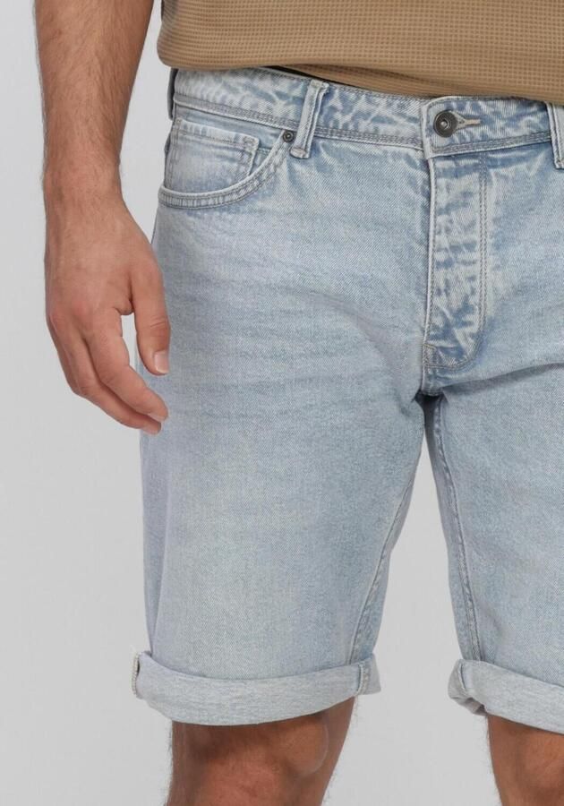 PURE PATH Heren Jeans The Miles Slim Fit Short Lichtblauw - Foto 4