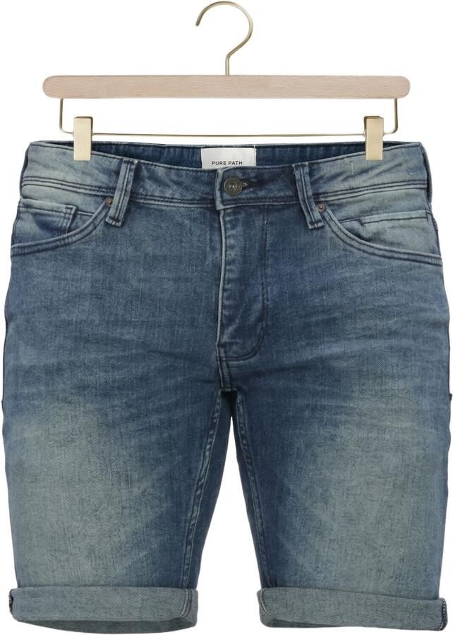 PURE PATH Heren Jeans The Steve Skinny Fit Short Blauw - Foto 2