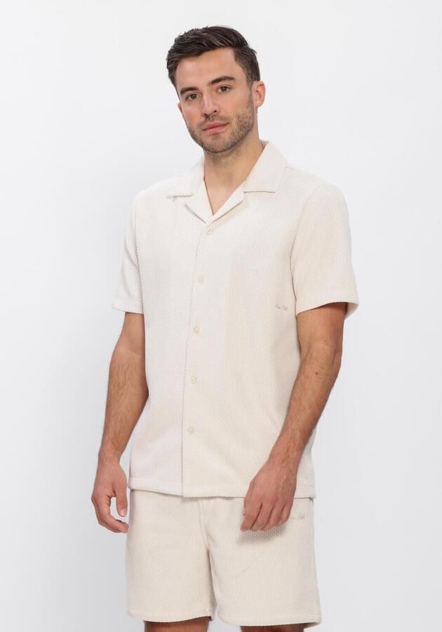 PURE PATH Heren Overhemden Honeycomb Shortsleeved Shirt Ecru