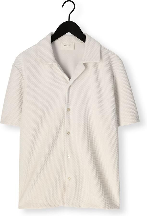 PURE PATH Heren Overhemden Honeycomb Shortsleeved Shirt Ecru - Foto 4