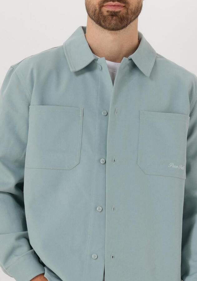 PURE PATH Heren Overhemden Loose Fit Longsleeve Shirts Mint - Foto 2