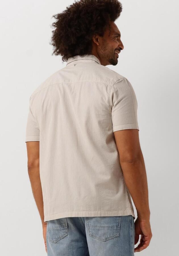 PURE PATH Heren Overhemden Seersucker Shortsleeve Shirt With Chest Pockets Taupe - Foto 2