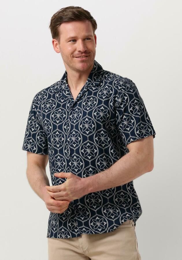 PURE PATH Heren Overhemden Shortsleeve With All-over-print Donkerblauw - Foto 3