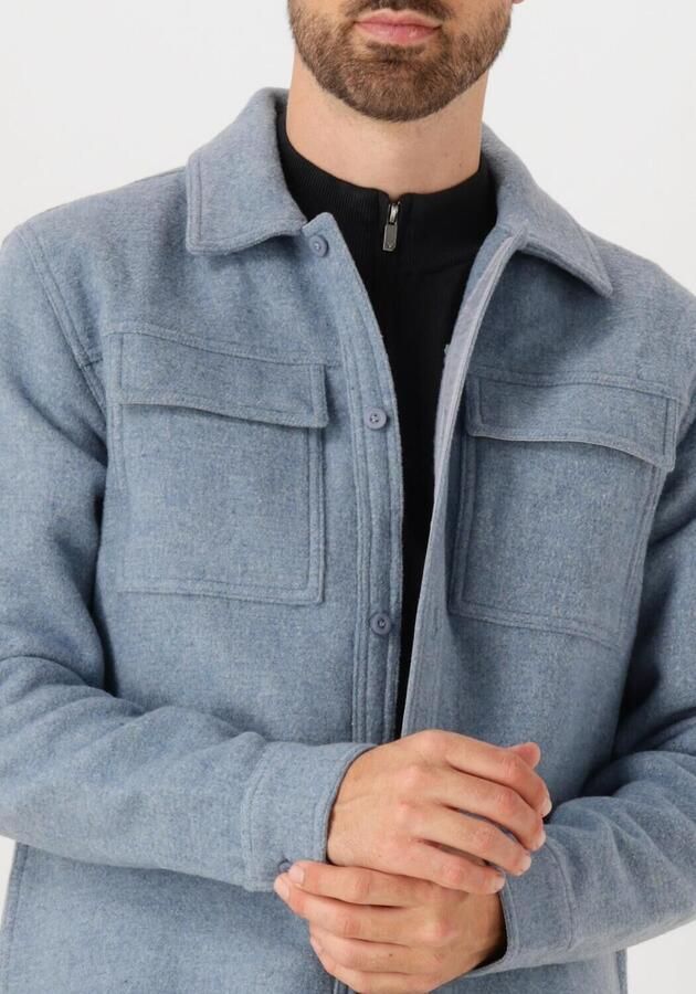 PURE PATH Heren Overshirts Regular Fit Flannel Overshirts Lichtblauw - Foto 3