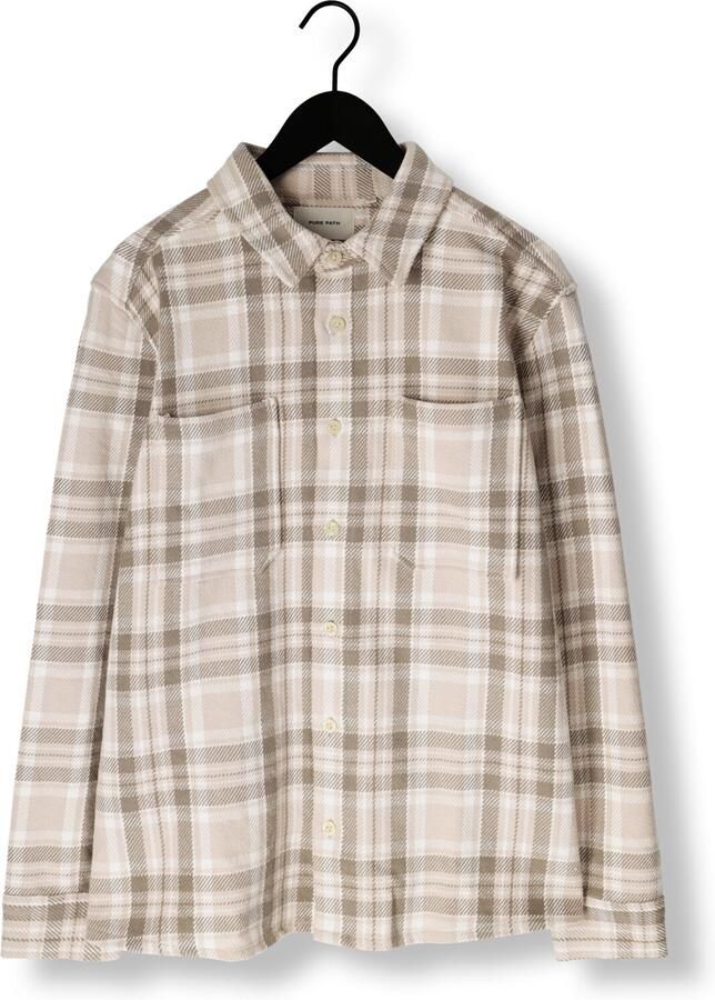 PURE PATH Heren Overshirts Regular Fit Longsleeve Shirts Beige