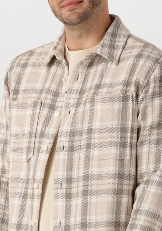 PURE PATH Heren Overshirts Regular Fit Longsleeve Shirts Beige - Foto 3