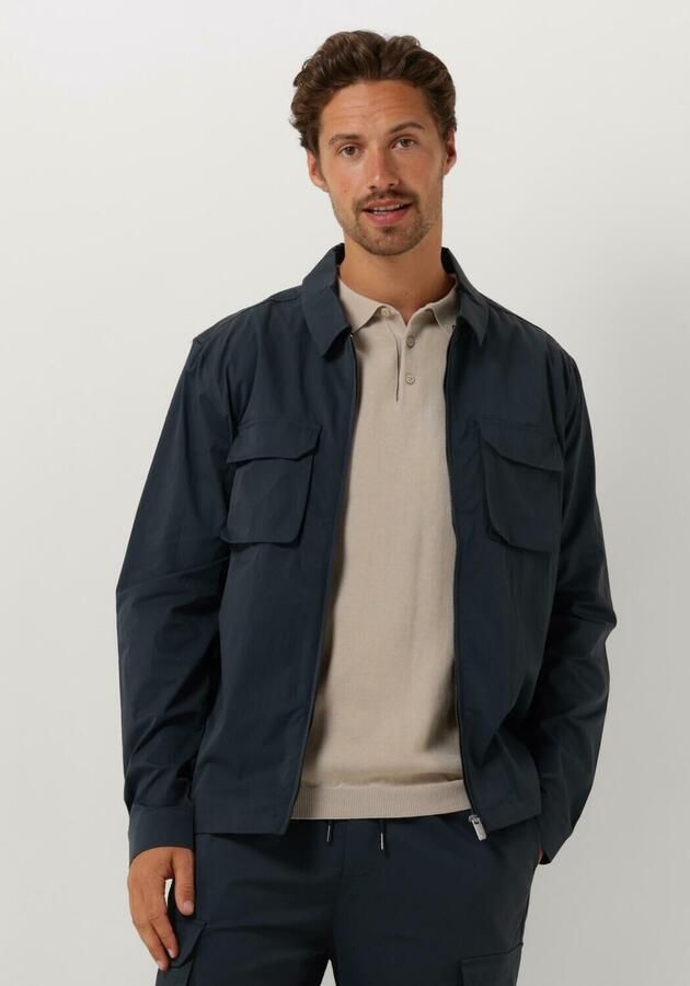 PURE PATH Heren Overshirts Shirt With Front Zipper And Chest Pockets Donkerblauw - Foto 3