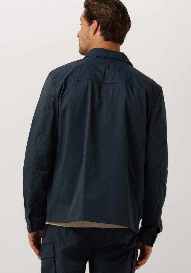 PURE PATH Heren Overshirts Shirt With Front Zipper And Chest Pockets Donkerblauw