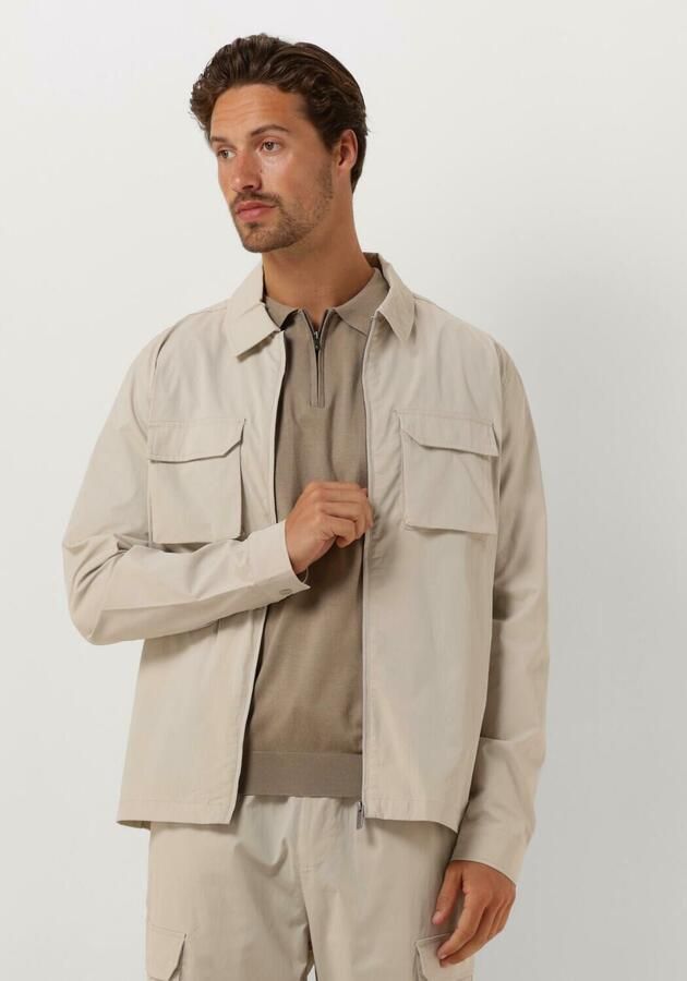 PURE PATH Heren Overshirts Shirt With Front Zipper And Chest Pockets Zand - Foto 3