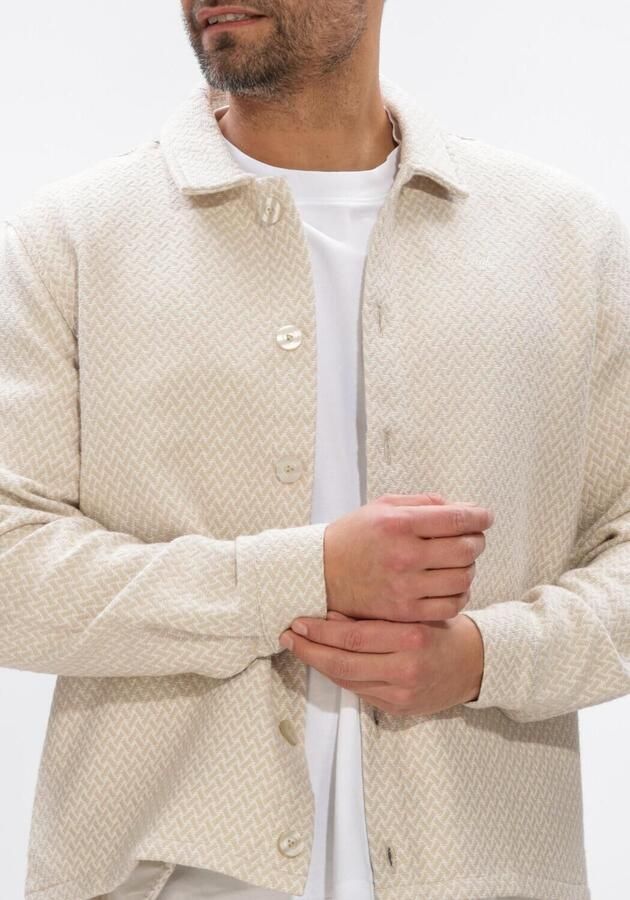 PURE PATH Heren Overshirts Two Colored Weave Overshirts Beige - Foto 4