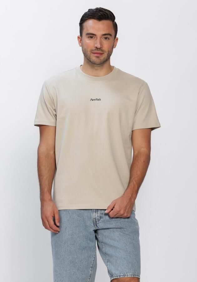 PURE PATH Heren Polo's & T-shirts Bold Emblem T-shirt Beige