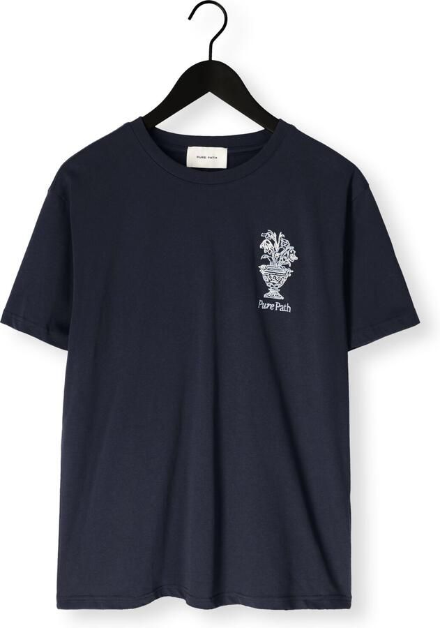 PURE PATH Heren Polo's & T-shirts Embroidered Vase T-shirt Donkerblauw - Foto 2