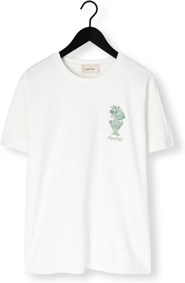 PURE PATH Heren Polo's & T-shirts Embroidered Vase T-shirt Gebroken Wit - Foto 4
