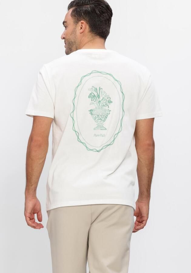 PURE PATH Heren Polo's & T-shirts Embroidered Vase T-shirt Gebroken Wit - Foto 3