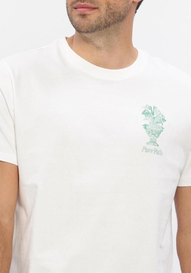 PURE PATH Heren Polo's & T-shirts Embroidered Vase T-shirt Gebroken Wit - Foto 2