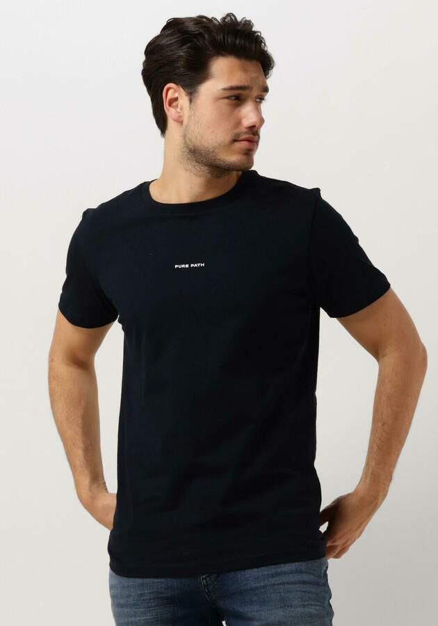 PURE PATH Heren Polo's & T-shirts Essential Logo T-shirt Donkerblauw - Foto 4