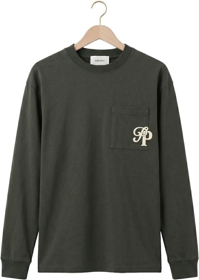 PURE PATH Heren Polo's & T-shirts Inititials Pocket Donkergroen - Foto 2