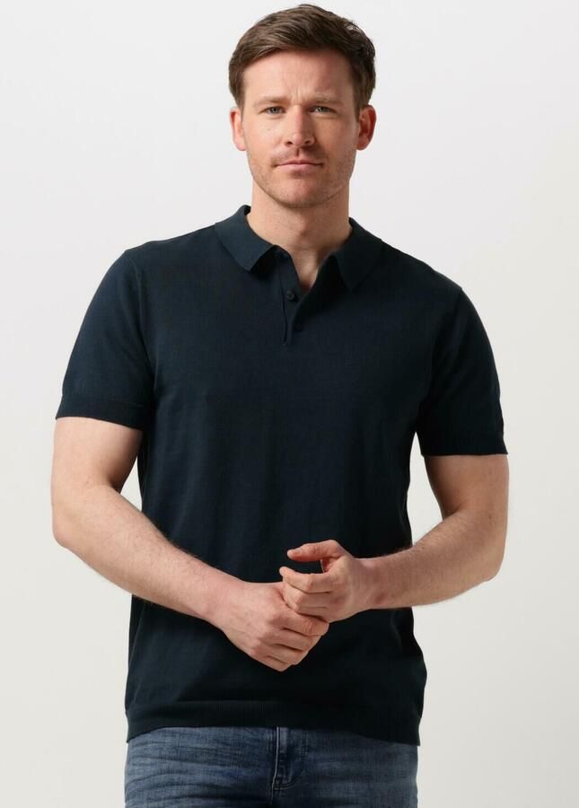 PURE PATH Heren Polo's & T-shirts Knit Polo With Chestprint Donkerblauw - Foto 4