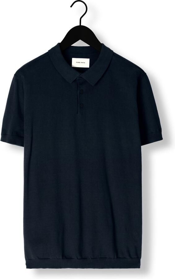 PURE PATH Heren Polo's & T-shirts Knit Polo With Chestprint Donkerblauw - Foto 3