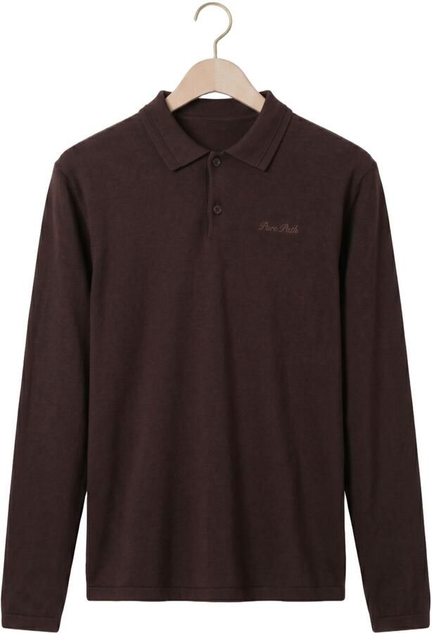 PURE PATH Heren Polo's & T-shirts Light Weight Knit Bruin - Foto 4
